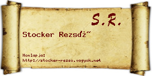 Stocker Rezső névjegykártya